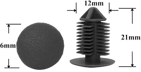 Клипса автомобильная крепежная нажимная AS-1309 - схема