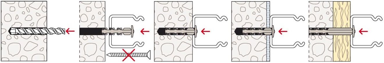 Монтаж вставного дюбеля - схема