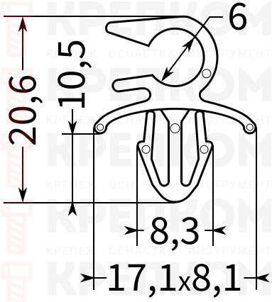 Клипса автомобильная фигурная 2755 - схема, чертеж