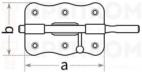 Задвижка дверная накладная Domax WZO - схема, чертеж