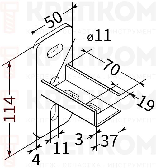 Фланец седельный продольный 28 5F2 TERMOCLIP - схема, чертеж