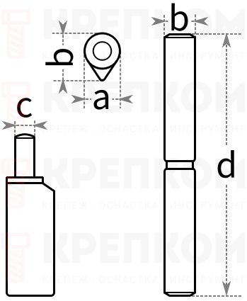 Петля приварная каплевидная с шайбой - схема, чертеж