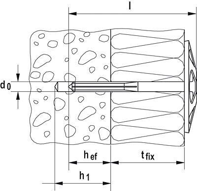 Тарельчатый дюбель fischer - схема, чертеж
