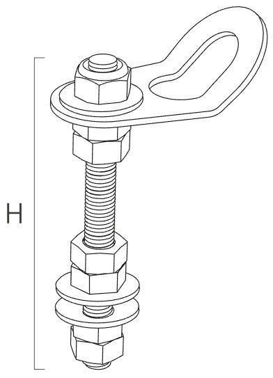 Анкер резьбовой с проушиной Holz AOS схема, чертеж
