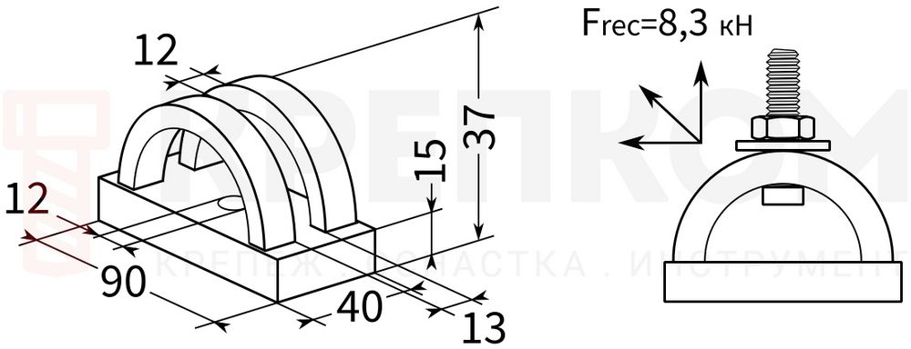 Универсальный держатель Fischer UHRS 063938 - схема, чертеж