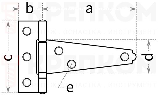 Петля Т-образная для ящиков - схема, чертеж