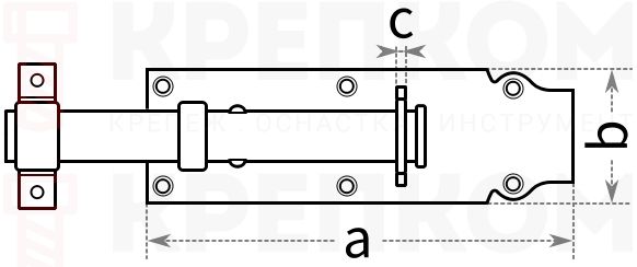Задвижка с простым ригелем Domax WZP - схема, чертеж