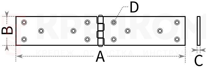 Петля для сундуков и люков Domax Z - схема, чертеж