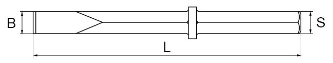Зубило плоское для пневматических отбойных молотков, хвостовик 6 граней 32x152 мм, Rennsteig - схема, чертеж