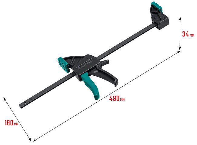 Набор пистолетных струбцин Clamp Set 2X Kraftool 32225-H2 - размеры