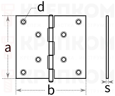 Петля дверная - схема, чертеж