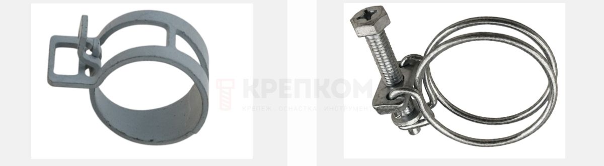 Пружинный и проволочный хомуты - фото/коллаж