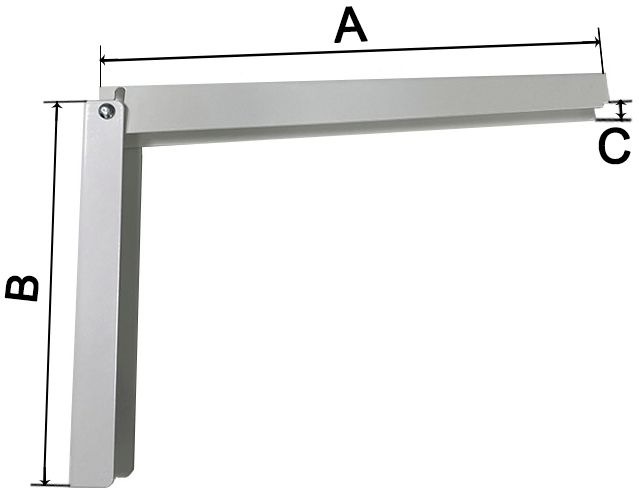 Кронштейн складной 380 мм ПТ, белый - размеры