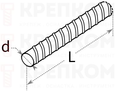Пруток круглый рифленый - схема, чертеж