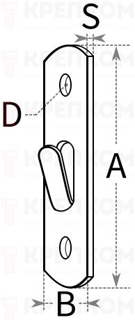 Крючок с ушком для картин до 5 кг ПТ 80103К250 - схема, чертеж