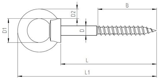 Рым-шуруп саморез по дереву 8271 m8268 чертеж схема, Eye bolt with wood thread