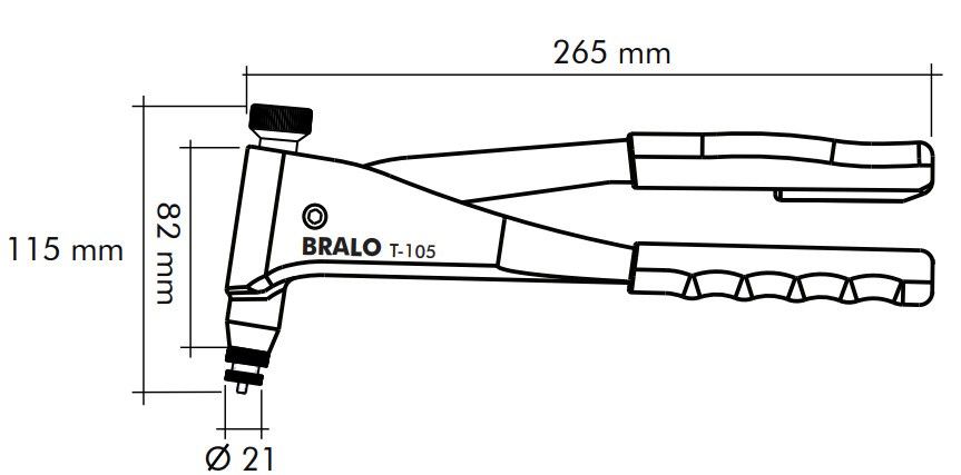 Заклепочник ручной для заклепок с внутренней резьбой BRALO T-105-схема