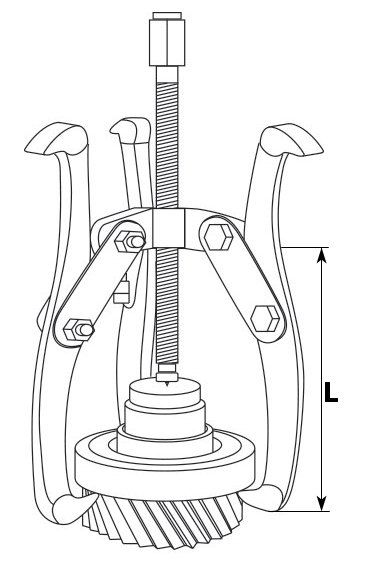 Рабочая длина 3-х лапого съёмника Дело Техники