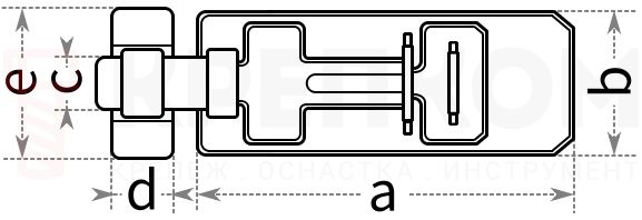 Защищенная задвижка с плоской ручкой - схема, чертеж