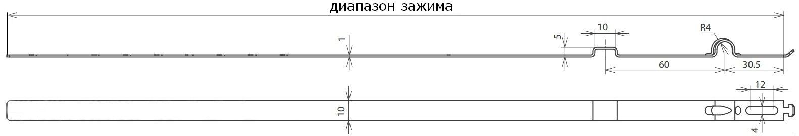 Держатель проводника для водосточных труб тип PS безвинтовой, схема