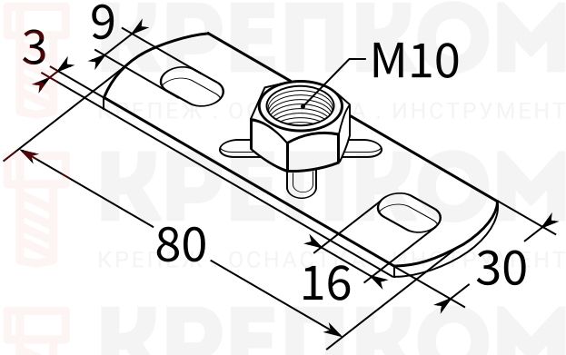 Пластина опорная для средних нагрузок 3F2 TERMOCLIP - схема, чертеж