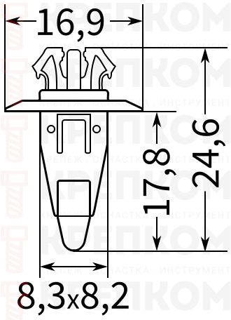 Клипса автомобильная крепежная фигурная AS-689 - схема