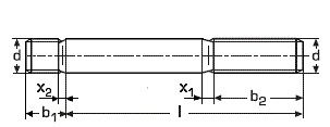 Шпилька резьбовая с ввинчиваемым концом ~ 1.25d DIN 939, нержавеющая сталь А2 - схема