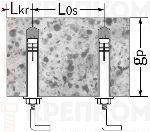 Анкер-болт с Г-образным крюком LHP - монтаж