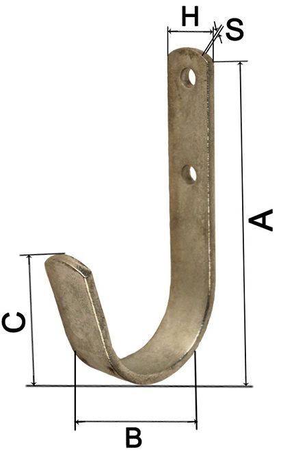 Крючок универсальный ПТ, оцинкованная сталь - размеры