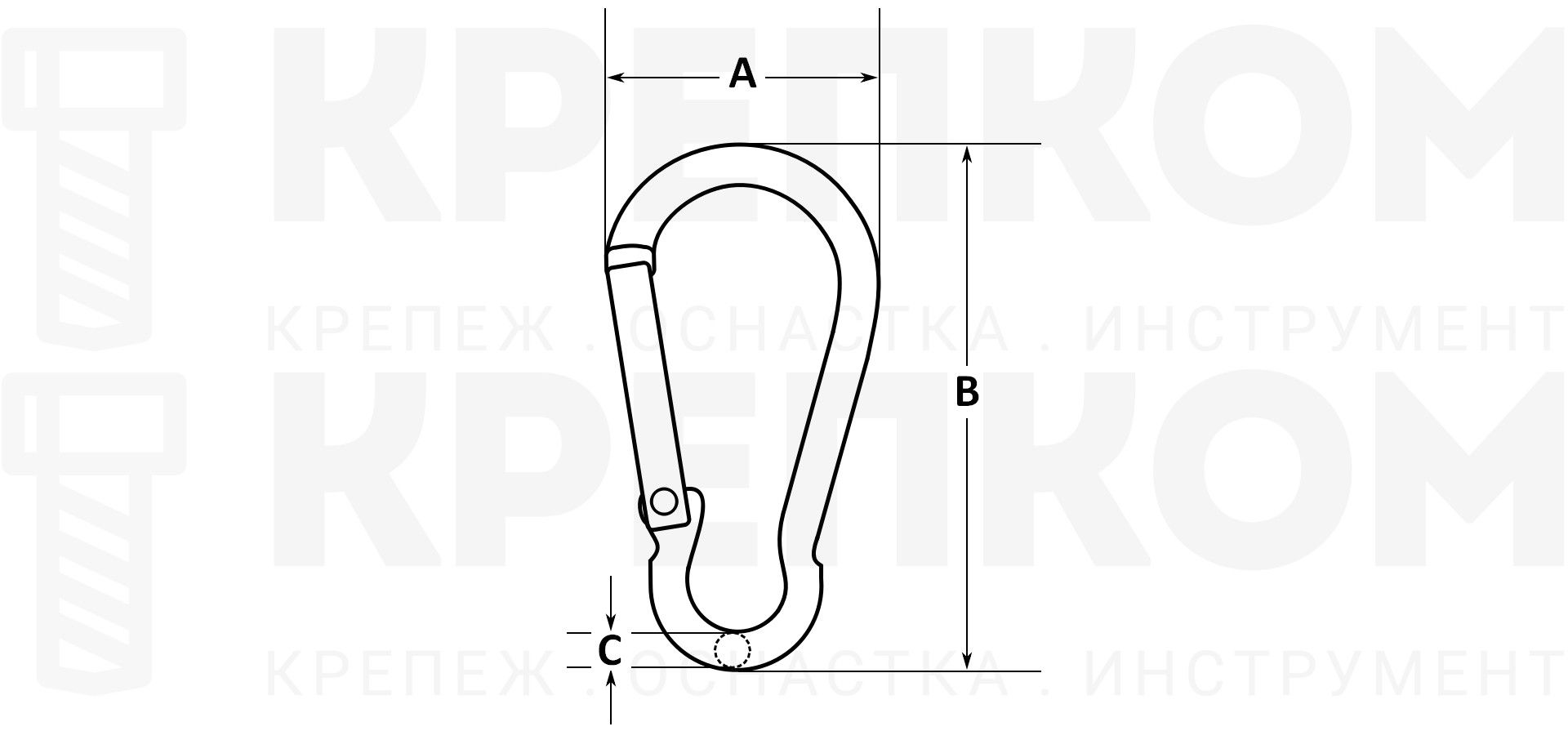 Брелок-карабин быстросъемный, 46 мм схема