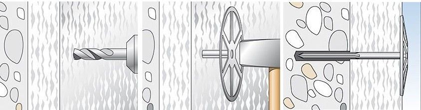 Тарельчатый дюбель fischer - монтаж