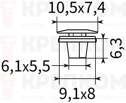 Клипса автомобильная крепежная нажимная AS-1248 - схема