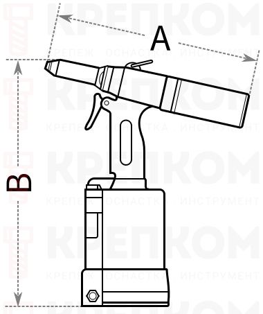 Заклепочник пневмогидравлический для вытяжных заклепок Fasty B260 - схема, чертеж