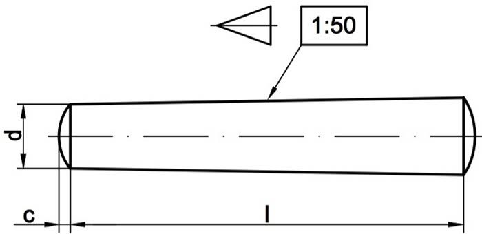 Штифт конический DIN 1 - схема