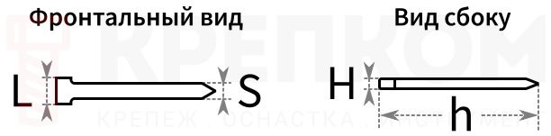 Гвозди для нейлера тип 18GA (47/ 300 /F) Kraftool - чертеж