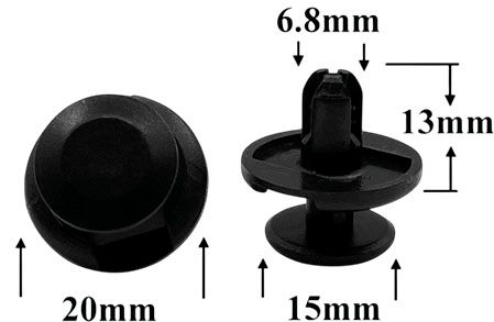 Клипса автомобильная крепежная с нажимным штырьком AS-1399 - схема