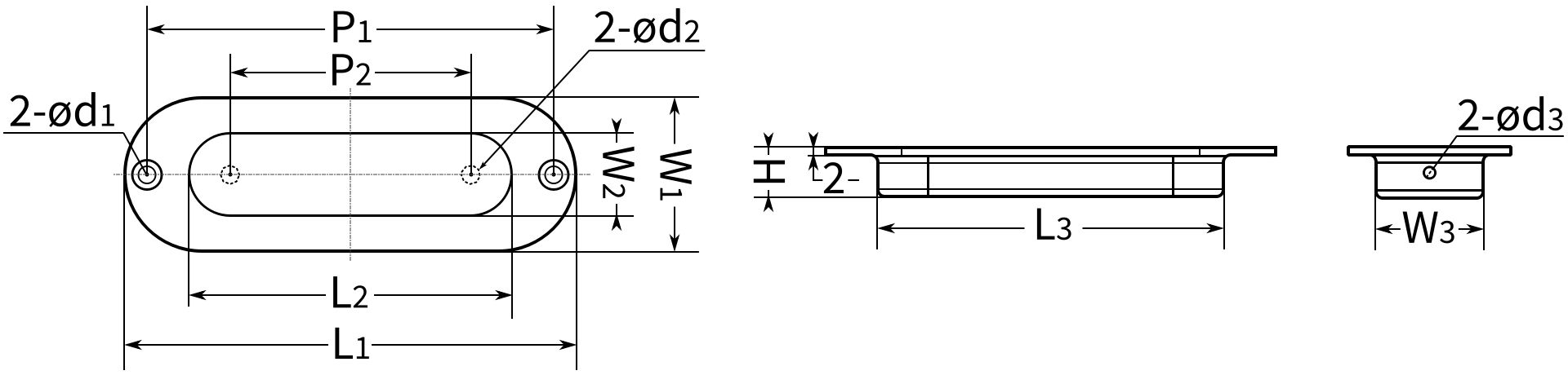 Ручка дверная встраиваемая L=120 N42C-3 - размеры, схема