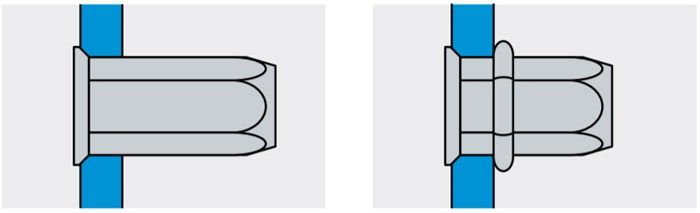 Резьбовая заклепка с уменьшенным бортиком, шестигранная - установка