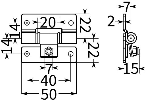 Поворотная петля L310C-3 - схема с размерами