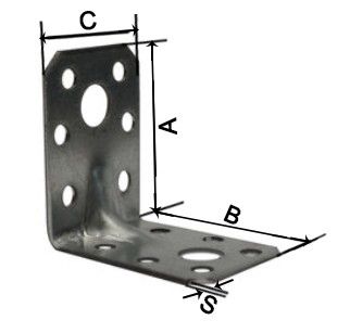 Уголок крепежный усиленный 90х90х65 мм - схема, чертеж