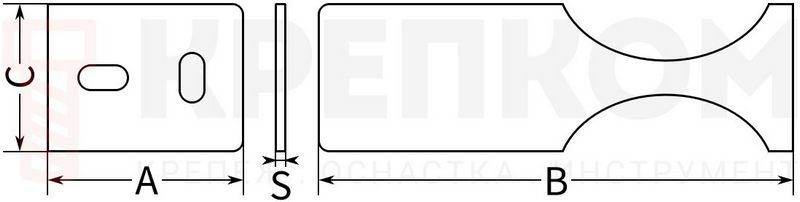 Кронштейн для радиаторов универсальный 100х40х40х2 мм ПТ, горячий цинк - схема, чертеж