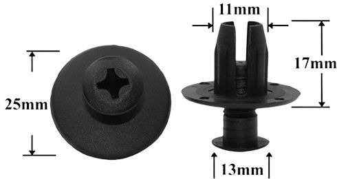 Клипса автомобильная крепежная с нажимным штырьком AS-1310 - схема