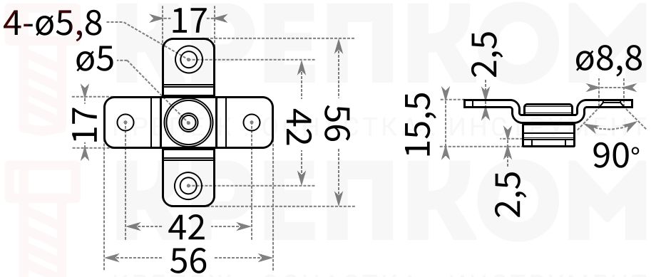 Петля шарнирная L341C - схема