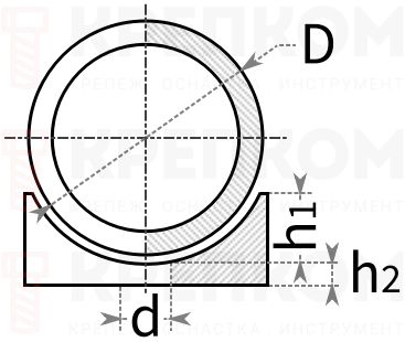 Подпятник для труб или прутков круглого сечения 22 мм ПД22-6ЧН - схема, чертеж