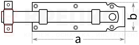 Задвижка дверная накладная Domax W - схема, чертеж