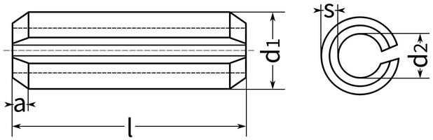 DIN 1481 штифт пружинный цилиндрический разрезной - чертеж