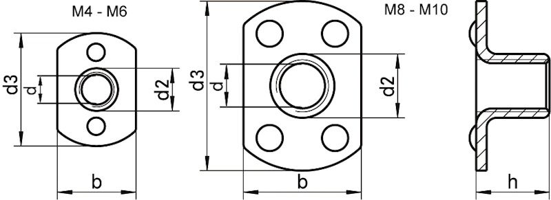 Гайка приварная WS 9326, тип A - схема