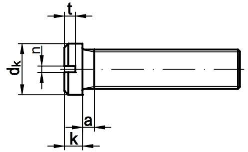 Винт с уменьшенной головкой и прямым шлицем DIN 920 - чертеж