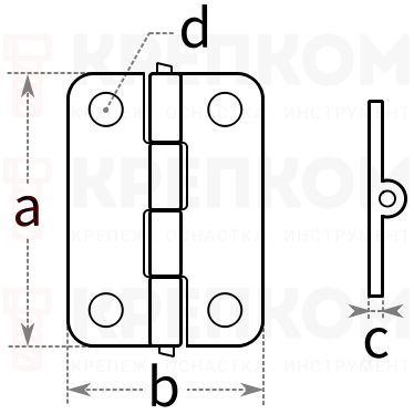 Петля латунированная - схема, чертеж