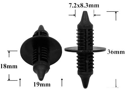 Клипса автомобильная крепежная нажимная AS-303 - схема